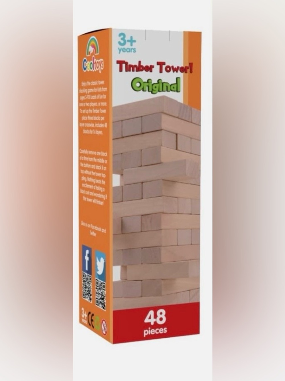 CoolToys Timber Tower Original 48 Piece Wooden Stacking Game NIB